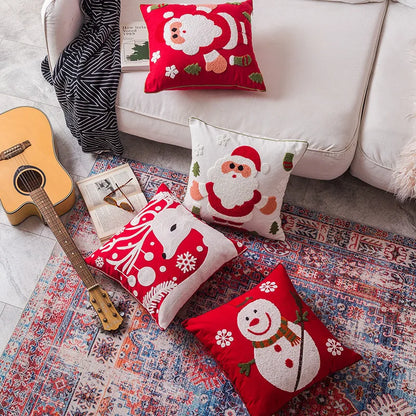 DecorBites™ Christmas Snowflake Elk Embroidered Pillowcases - Festive Decorative Cushion Cover