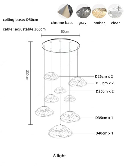 DecorBites™ Glass LED Chandelier Lighting for Modern Stairs, Dining Room, and Home Bar