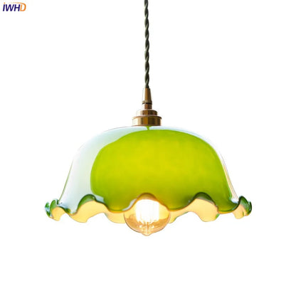 DecorBites™ Green Glass LED Pendant Light for Home, Restaurant, Bar, and Loft Style Decor.