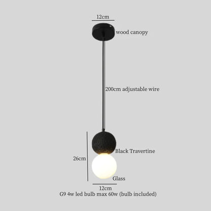 Lámpara colgante LED DecorBites™ de travertino negro - Decoración nórdica moderna para el hogar