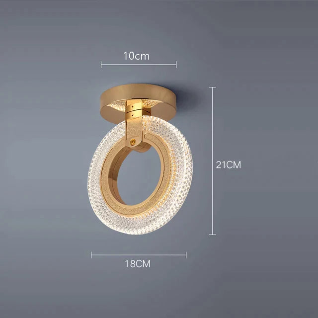 DecorBites™ Crystal Oval Gold Ring Pendant Light Chandelier for Living Room & Bedroom