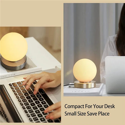 DecorBites™ Glass USB Bedside Lamp Warm Light for Bedroom Decor