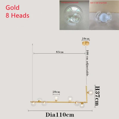 DecorBites™ Dual Glass Lamp Ceiling Chandelier LED Suspension Light for Dining and Kitchen