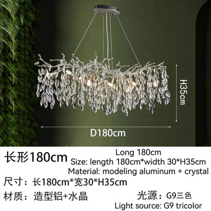 DecorBites™ Golden Crystal Tree Chandelier, Luxury Matte Aluminum Art Ceiling Light for Living Room