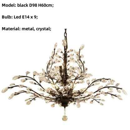 DecorBites™ Crystal Tree Chandelier Ceiling Light for Bedroom with LED E14 Bulbs