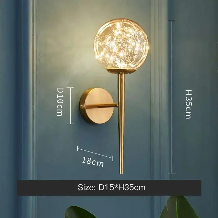 DecorBites™ Gold Crystal Glass Ball LED Chandelier for Modern Living Room Bedroom Dining Kitchen