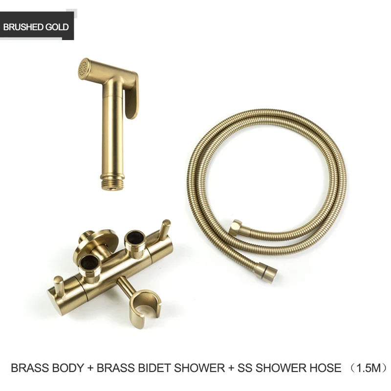 DecorBites™ Brass Bidet Shower Head with Double Outlet Angle Valve
