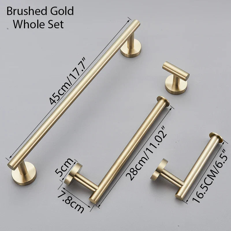 DecorBites™ Bathroom Hardware Set Shelf Paper Holder Hook Towel Rack Ring Bath Accessories