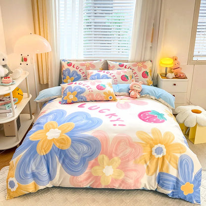 Decobites Flower Single Double Bedding Set Full Size Cotton Duvet Cover High Quality Quilt Cover Set