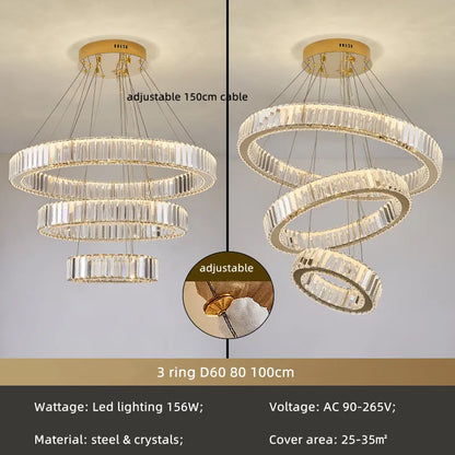 DecorBites™ Crystal Chandelier: LED Dimmable Pendant Light for Stairs, LED Luminaria Fixture