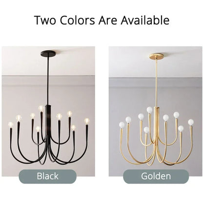 DecorBites™ Gold Metal Chandelier: Modern Nordic LED Lighting for Living Room, Kitchen, Dining Room