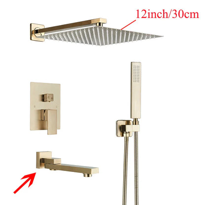 Sistema de ducha mural DecorBites™ negro con teleducha - Grifo de agua de lluvia de 12/16 pulgadas