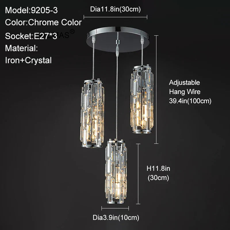 Decorbites™ Lámpara de Araña de Cristal Dorado: Iluminación Elegante de Comedor en Forma de Lámpara Colgante