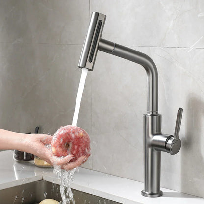 صنبور مطبخ أسود قابل للسحب من DecorBites™ مع رأس رشاش Waterfall Stream