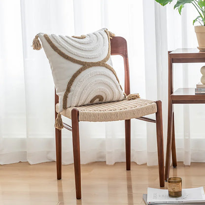 غطاء وسادة DecorBites™‎ بتصميم هندسي مزخرف بشراشيب - غطاء وسادة مصنوع يدويًا بتصميم بوهو شيك