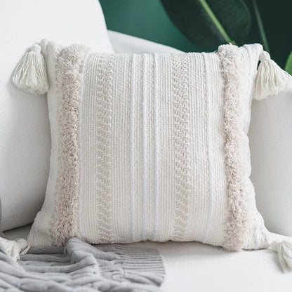 DecorBites™ Lace Tassel Cushion Tufted Sofa Pillowcase for Office Chair Pad