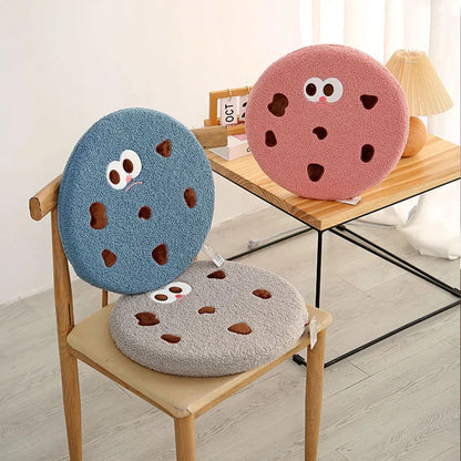 Decobites Teddy Hair Memory Foam Office Chair Cushion - Round Seat Pad