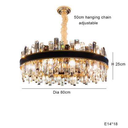 DecorBites™ Crystal Leather Chandelier | Modern LED Lustres for Living Room & Dining Room