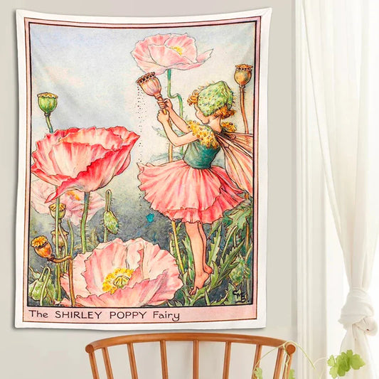 Decobites Psychedelic Flower Fairy Tapestry Wall Hanging - Bohemian Bedroom Decor