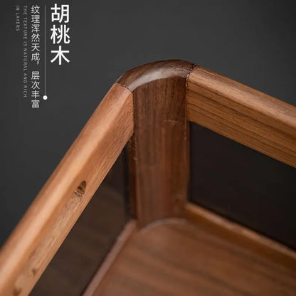 صندوق منظم سطح المكتب من خشب الجوز الأسود من ديكوربايتس™ - حقيبة متعددة الاستخدامات للمكتب والمكياج