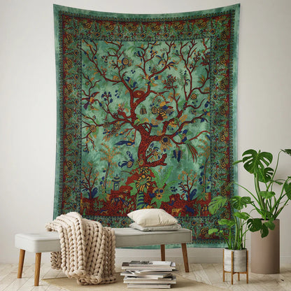 Decobites Flying Bird Tree of Life Tapestry Wall Hanging: Bohemian Abstract Hippie Decor