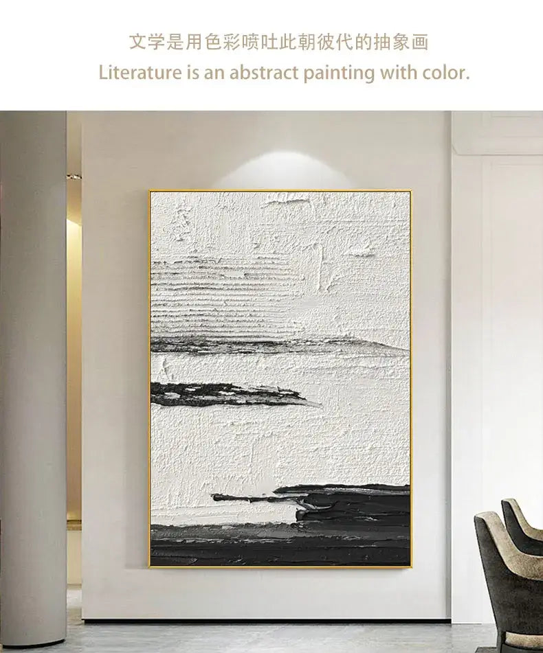DecorBites™ Hand-Painted Black & White Abstract Wall Painting