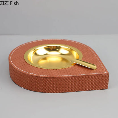 DecorBites™ Leather Desktop Ashtray: Stylish Smoking Accessory & Gift