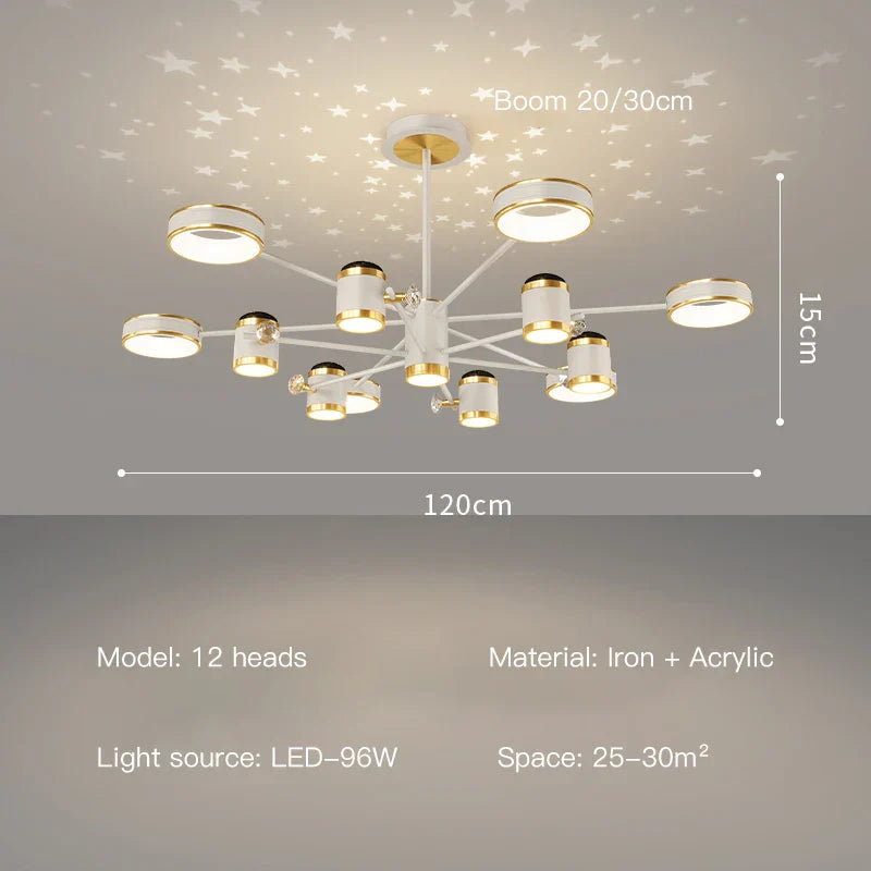 DecorBites™ LED Chandelier: Modern Smart Remote Ceiling Light for Living Room Bedroom Dining Kitchen