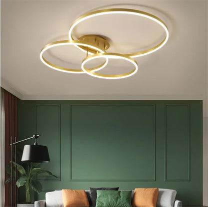 DecorBites™ Golden Coffee Round Circle LED Ceiling Light with Acrylic Lampshade - Creative Living Room Fixture
