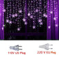 3.2M Christmas Snowflakes LED String Lights Flashing Fairy Curtain Lights Waterproof For Holiday Party Wedding Xmas Decoration