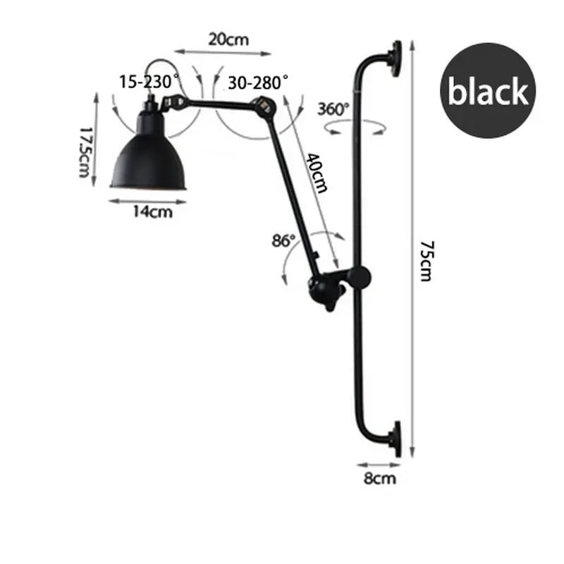 DecorBites™ Industrial Iron Swing Arm Wall Lamp for Bedroom, Living Room, Office Decor