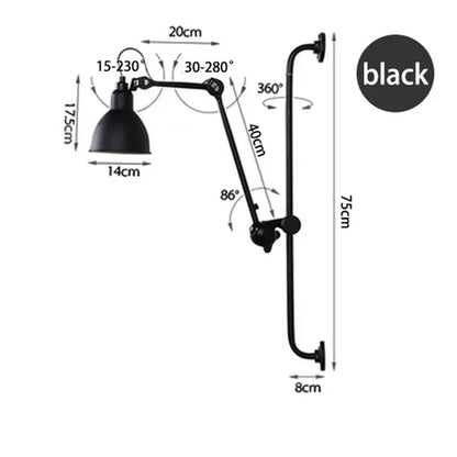 DecorBites™ Industrial Iron Swing Arm Wall Lamp for Bedroom, Living Room, Office Decor
