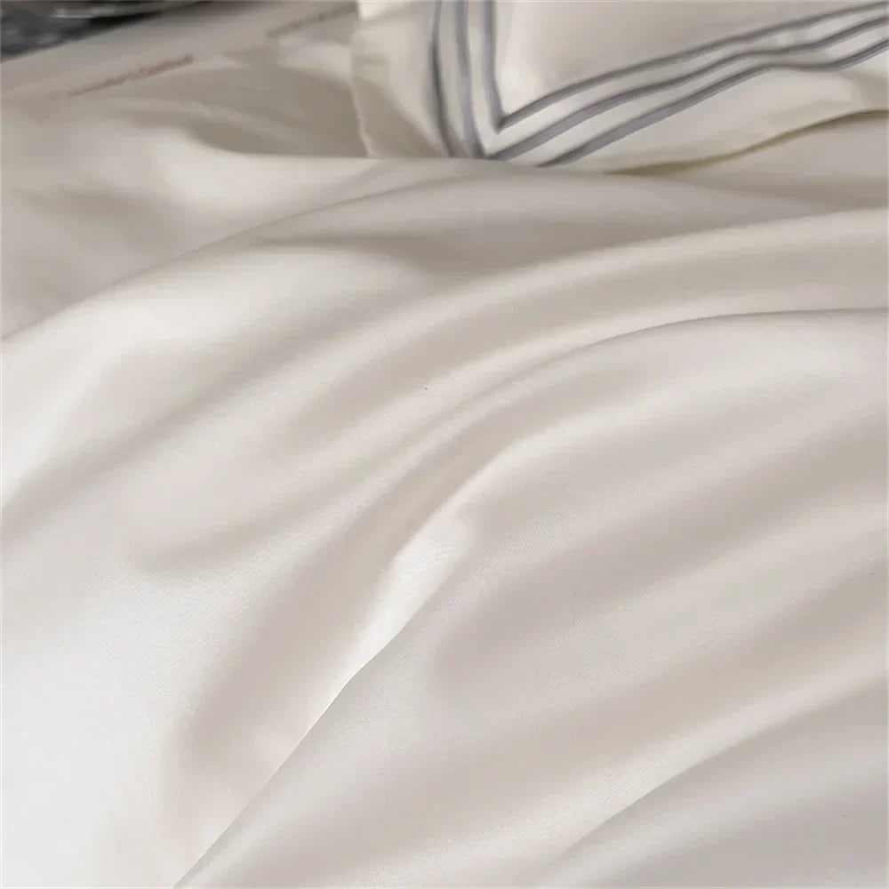 DecorBites™ 1200TC Embroidered Egyptian Cotton Bedding Set - 4pcs King Queen Solid Sheets