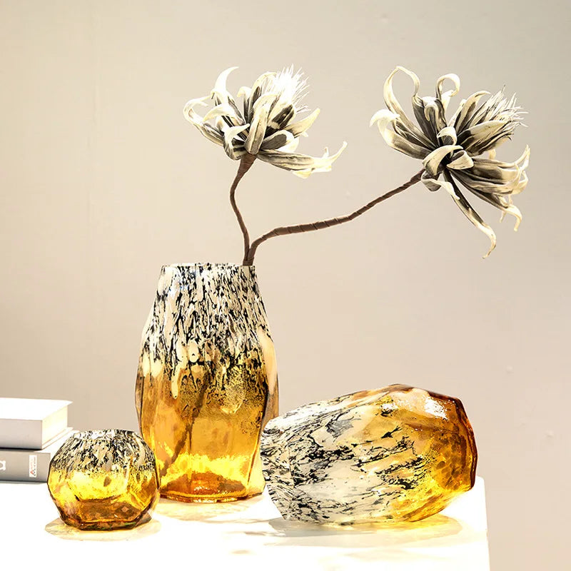 DecorBites™ Degradados Jarrón de vidrio negro Terrario Maceta Cuenco Organización de escritorio Macetas para flores