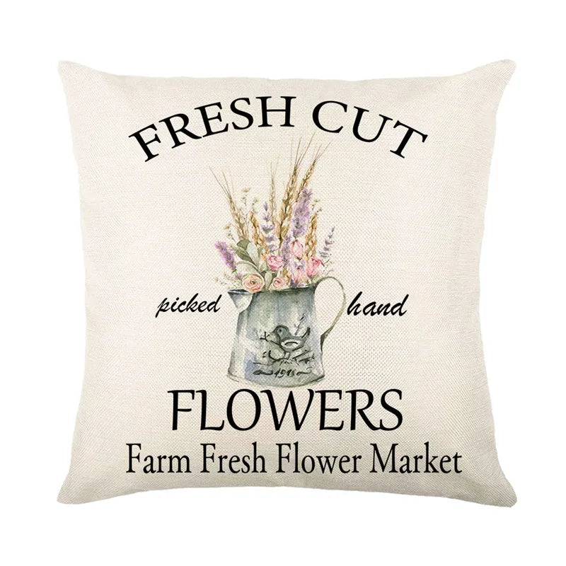 DecorBites™ Lavender Flower Linen Pillowcase for Sofa Car, Living Room Decor, Throw Pillow Case