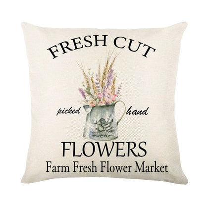 DecorBites™ Lavender Flower Linen Pillowcase for Sofa Car, Living Room Decor, Throw Pillow Case