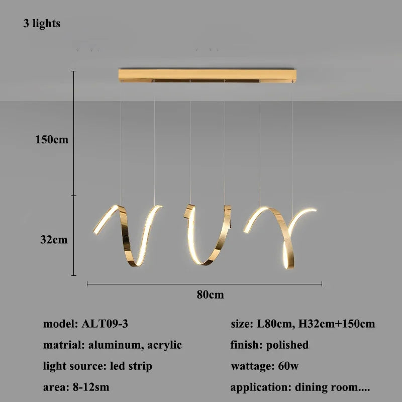 DecorBites™ Gold Irregular LED Pendant Lights for Modern Living & Dining Room Lighting