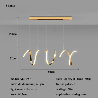 DecorBites™ Gold Irregular LED Pendant Lights for Modern Living & Dining Room Lighting