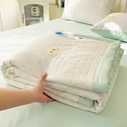 DecorBites™ Jacquard Summer Cool Blanket: Light & Breathable Comforter for Double & Single Beds