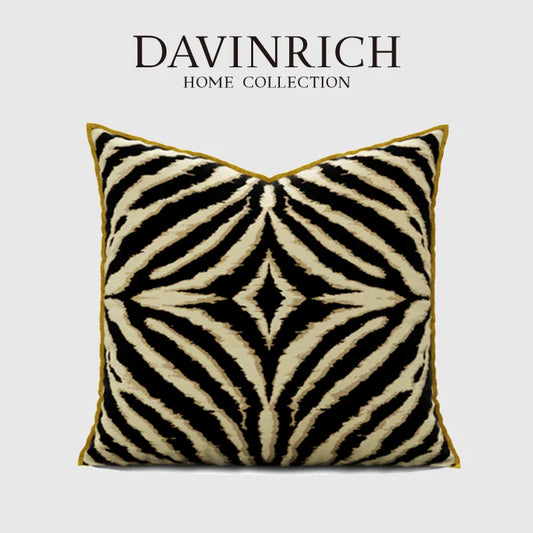 DecorBites™ Gold Zebra Pattern Jacquard Pillow Cover - Modern Luxury Decor