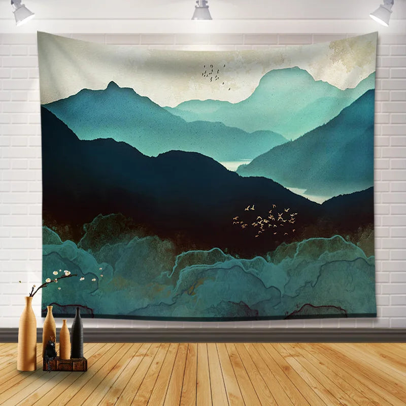 Decobites Mountain Sunset Mandala Tapestry for Boho Room Decor