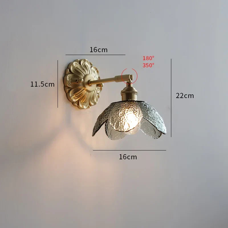 DecorBites™ Green Glass LED Wall Lamp with Copper Base for Bedroom Living Room