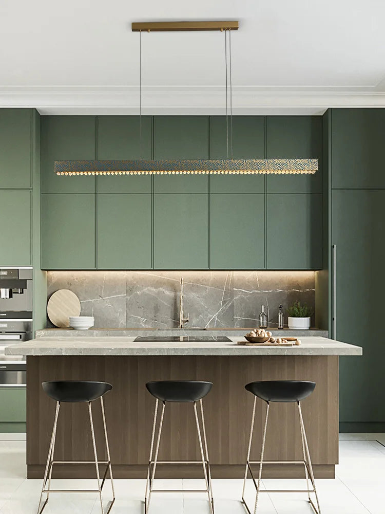 ثريا السقف LED الكريستالية النحاسية الزرقاء من DecorBites™ لغرفة الطعام