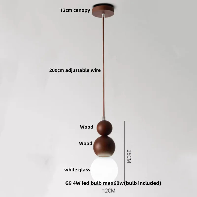 DecorBites™ LED Wood Pendant Lamp Dining Living Room Adjustable Light Fixture