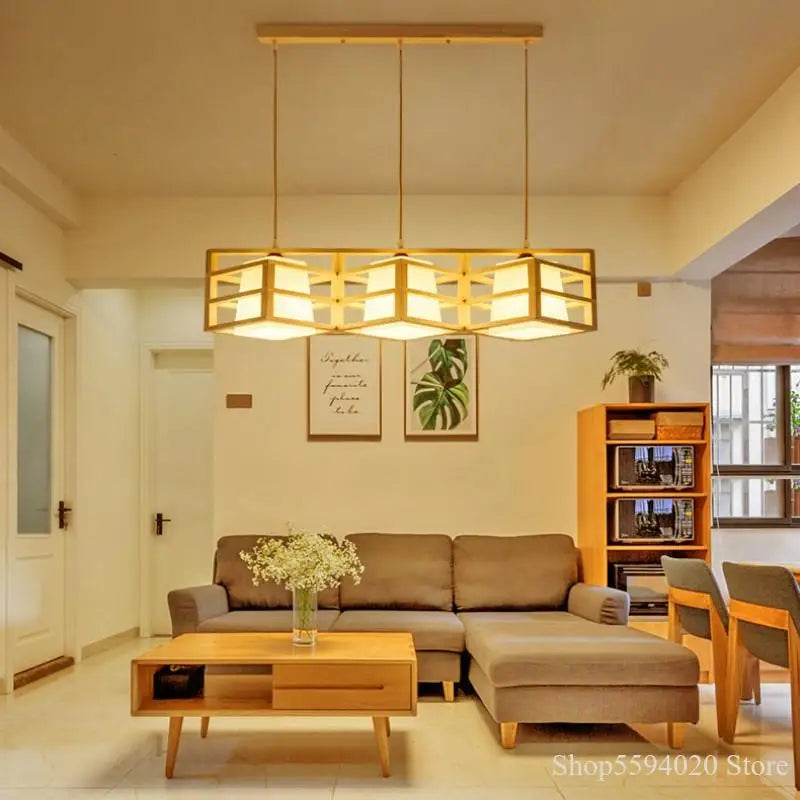 DecorBites™ Japanese Wood Tea Room Pendant Light