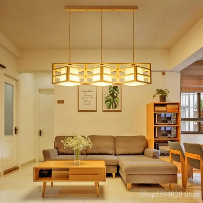DecorBites™ Japanese Wood Tea Room Pendant Light