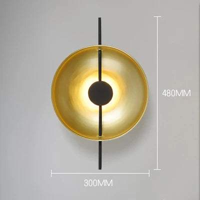 Decorbites™ Luz de Pared LED Círculo Dorado 10W, Aplique Postmoderno Negro para Vestíbulo, Cabezal de Cama, Hotel, Pasillo