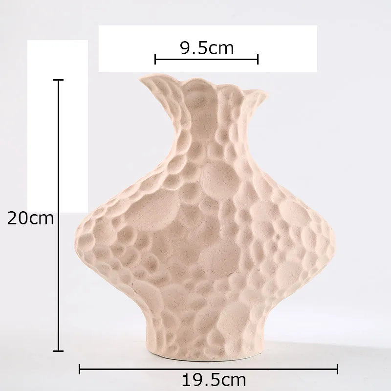 DecorBites™ Frosted Ceramic Vase Artificial Floral Decor Desk Decoration Modern Flower Arrangement