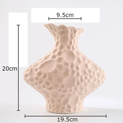 DecorBites™ Frosted Ceramic Vase Artificial Floral Decor Desk Decoration Modern Flower Arrangement