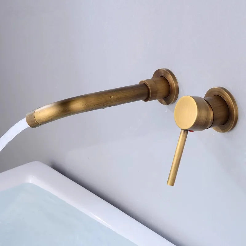 DecorBites™ Brushed Gold In-Wall Black Basin Faucet Set for Bathroom Sink Mixer Tap